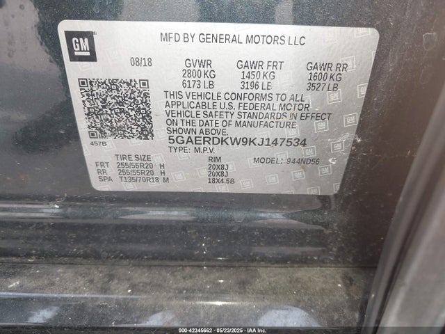 5GAERDKW9KJ147534 Buick lfy - spark ignited direct injection, atss, gen1