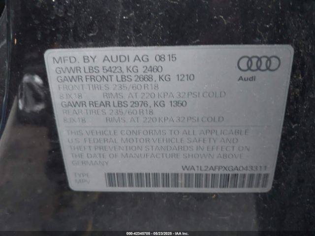 WA1L2AFPXGA043311 Audi Q5 2.0t Premium