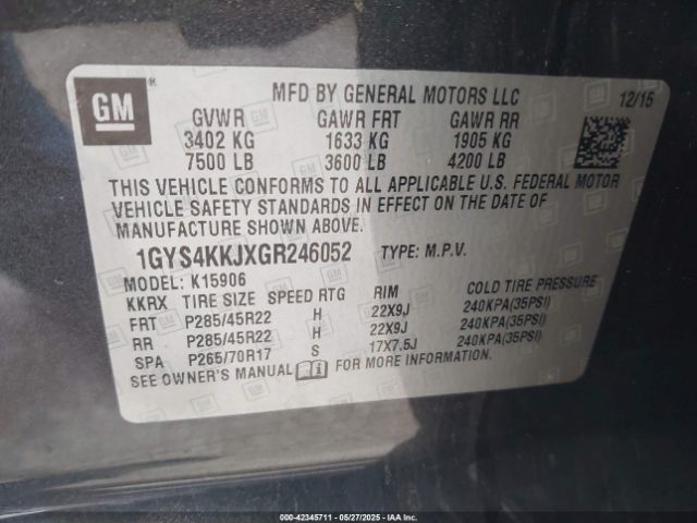 1GYS4KKJXGR246052 Cadillac Escalade Esv Platinum