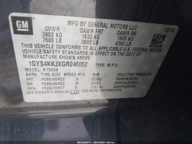 1GYS4KKJXGR246052 Cadillac Escalade Esv Platinum