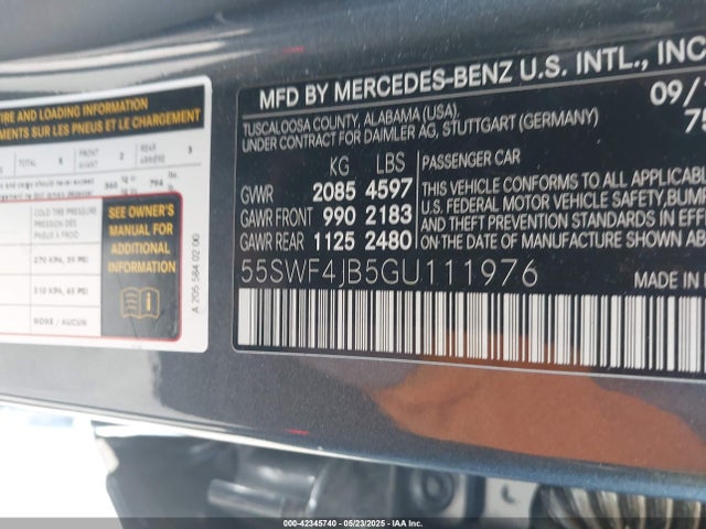 55SWF4JB5GU111976 Mercedes-Benz 2016