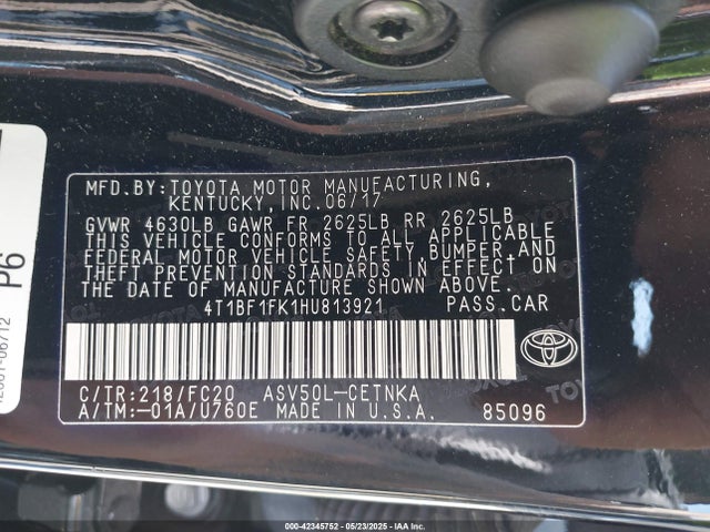 4T1BF1FK1HU813921 Toyota CAMRY LE