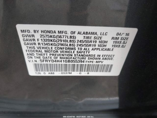2016 ACURA MDX 5FRYD4H41GB055394 Photo 8