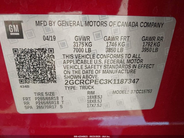 Chevrolet Silverado 1500 Ld Lt 2019 2GCRCPEC3K1187347 Image 9