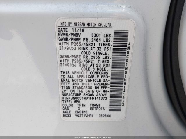 JN8CS1MU1HM141873 Infiniti QX70