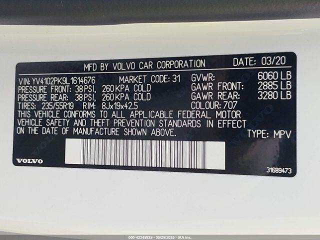 2020 VOLVO XC90 YV4102PK9L1614676 Photo 8
