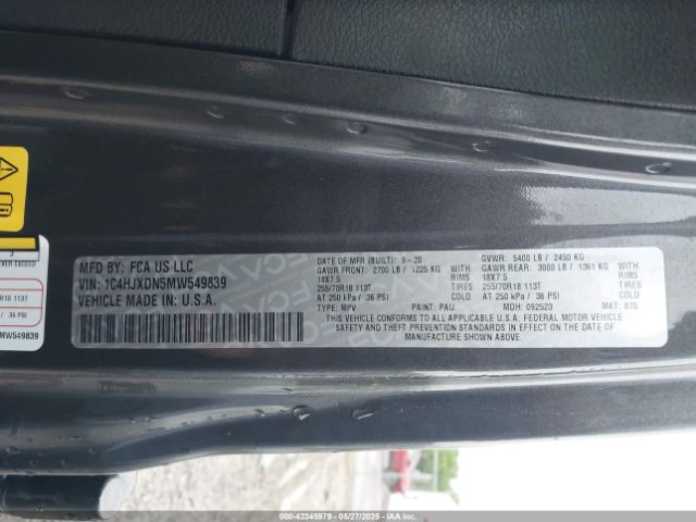 2021 JEEP WRANGLER UNLIMITED 1C4HJXDN5MW549839 Photo 8