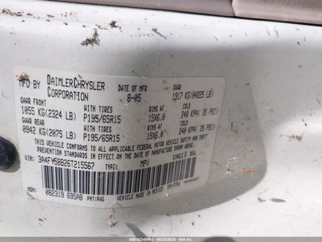 2006 CHRYSLER PT CRUISER 3A4FY58B26T215567 Photo 8