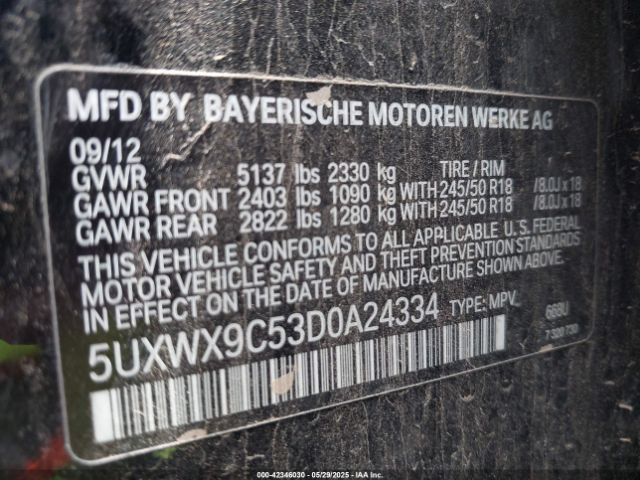2013 BMW X3 5UXWX9C53D0A24334 Photo 8