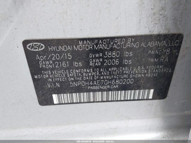 5NPDH4AE7GH680200 Hyundai ELANTRA SE