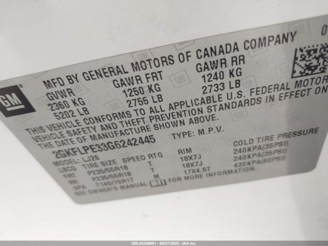 2GKFLPE33G6242445 GMC Terrain Slt