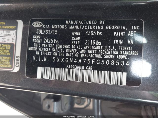 5XXGN4A75FG503534 KIA OPTIMA EX
