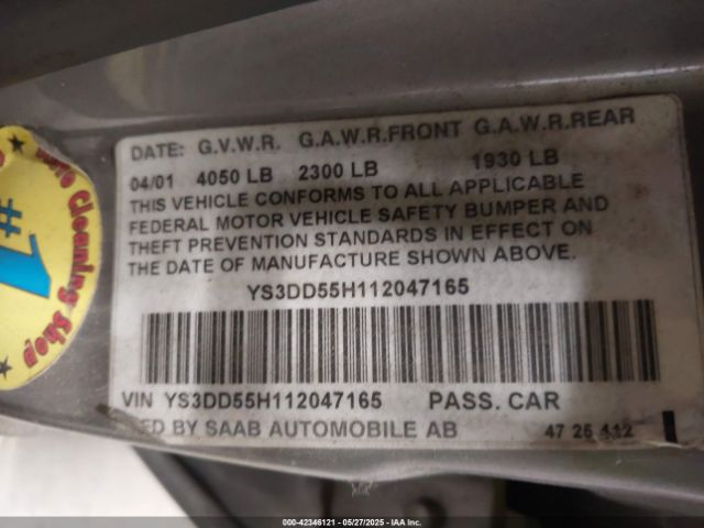 2001 SAAB 9-3 YS3DD55H112047165 Photo 8