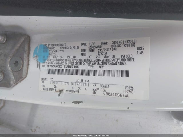1FMCU0GX1EUB57195 Ford ESCAPE SE