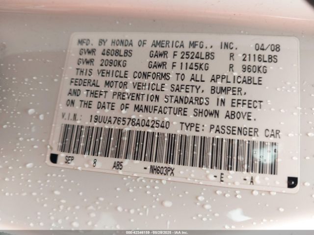 2008 ACURA TL 19UUA76578A042540 Photo 8