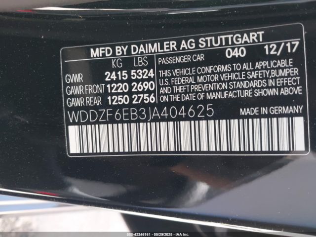 WDDZF6EB3JA404625 Mercedes-Benz Amg E 43 4matic