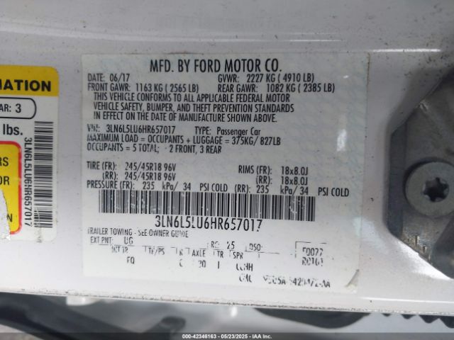 2017 LINCOLN MKZ HYBRID 3LN6L5LU6HR657017 Photo 8