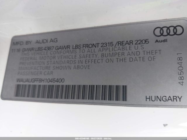 2017 AUDI A3 WAUAUGFF8H1045400 Photo 8