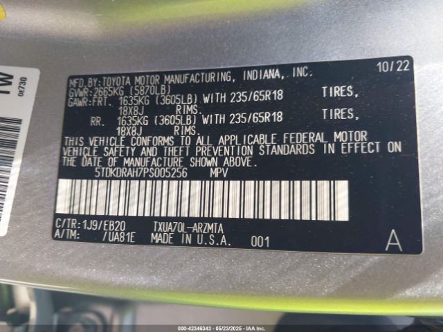 2023 TOYOTA HIGHLANDER 5TDKDRAH7PS005256 Photo 8