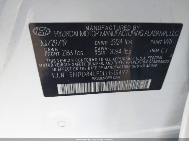 2020 HYUNDAI ELANTRA 5NPD84LF0LH515492 Photo 8