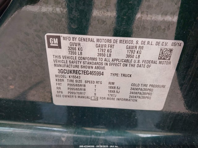 3GCUKREC7EG465994 Chevrolet l83 - vvt, afm (active fuel management), aluminum