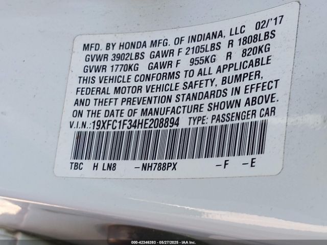 19XFC1F34HE208894 Honda Civic Ex-t