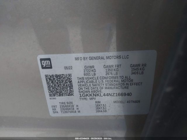 2022 GMC ACADIA 1GKKNKL44NZ166940 Photo 8