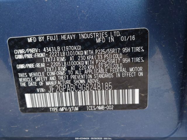 2016 SUBARU CROSSTREK JF2GPABC9G8248185 Photo 8