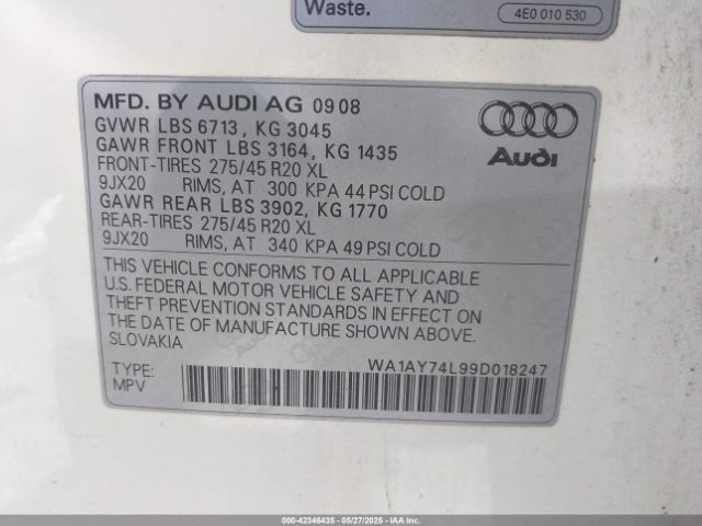2009 AUDI Q7 WA1AY74L99D018247 Photo 8