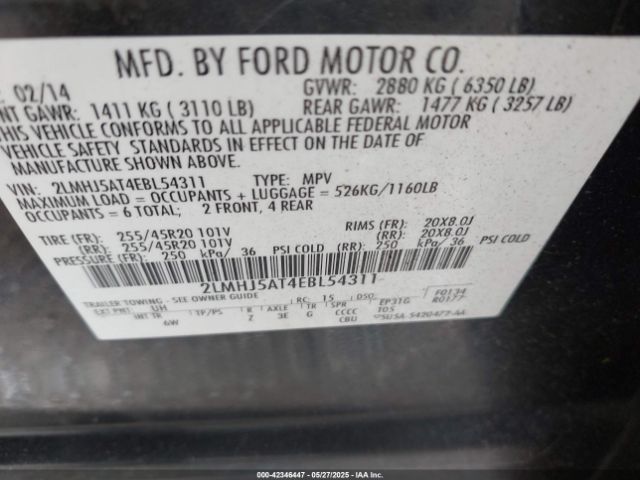 2LMHJ5AT4EBL54311 Lincoln Mkt Ecoboost