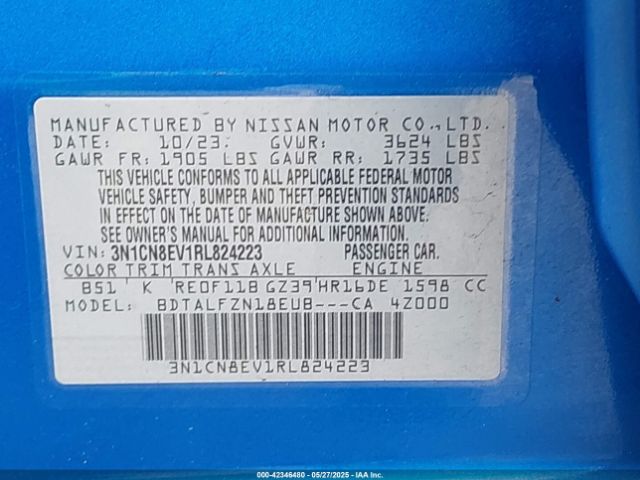 3N1CN8EV1RL824223 Nissan Versa 1.6 Sv