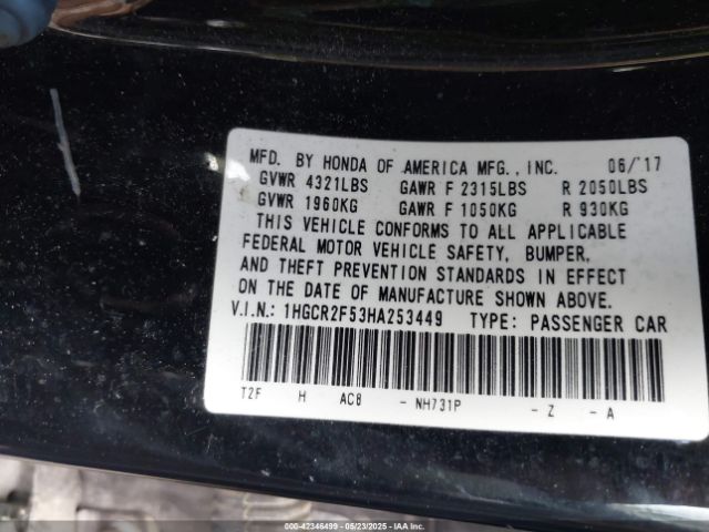 1HGCR2F53HA253449 Honda Accord Sport