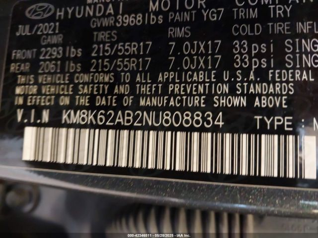 2022 HYUNDAI KONA KM8K62AB2NU808834 Photo 8