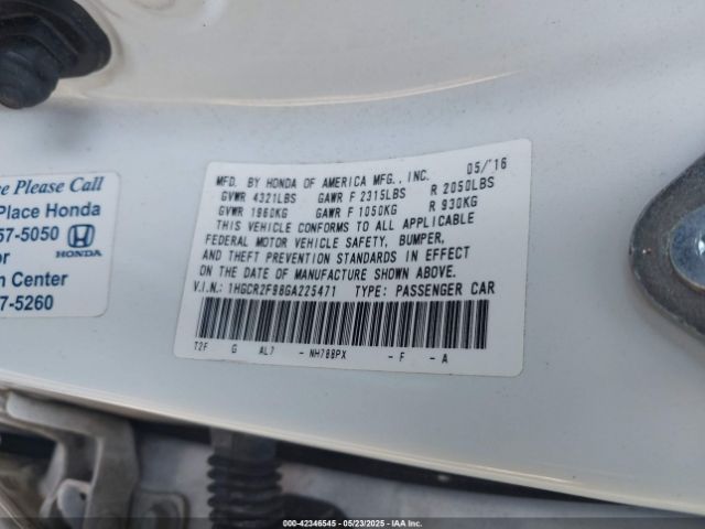 1HGCR2F98GA225471 Honda k24w1