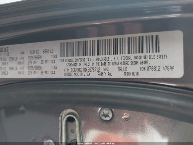 1C6RR6GT6KS676712 RAM 1500 Classic Warlock  4x2 6'4 Box