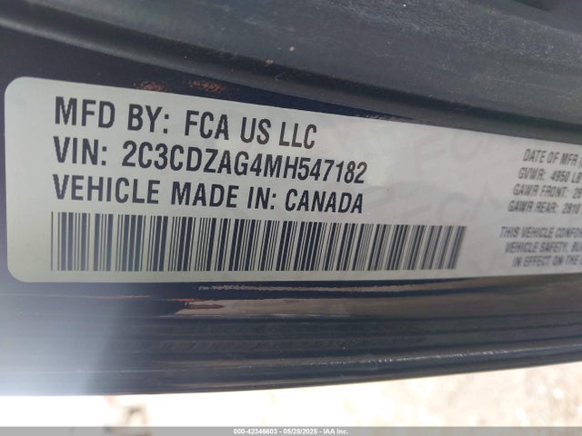 2C3CDZAG4MH547182 Dodge Challenger