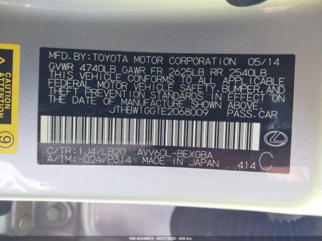 JTHBW1GG1E2068009 Lexus ES 300H