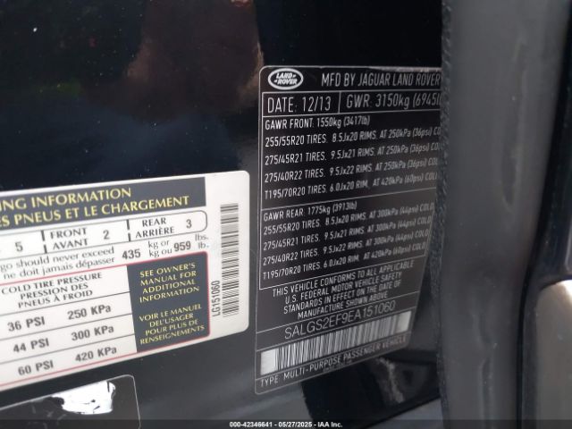2014 LAND ROVER RANGE ROVER SALGS2EF9EA151060 Photo 8