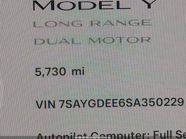 7SAYGDEE6SA350229 Tesla Model Y