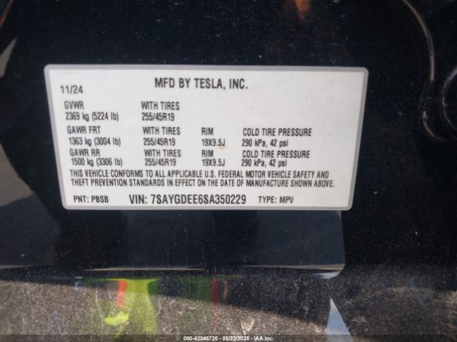 2025 TESLA MODEL Y 7SAYGDEE6SA350229 Photo 8