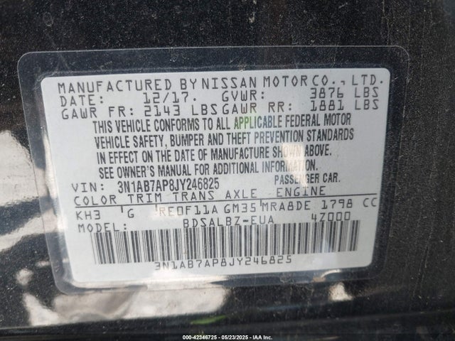 3N1AB7AP8JY246825 Nissan 2018
