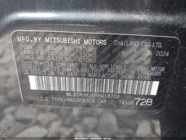 2024 MITSUBISHI MIRAGE ML32AUHJ5RH018702 Photo 8