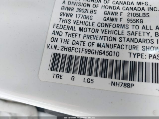 2016 HONDA CIVIC 2HGFC1F99GH645010 Photo 8
