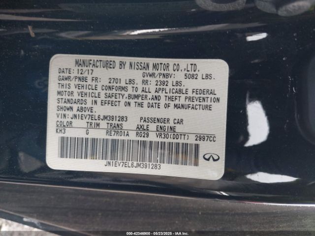 JN1EV7EL6JM391283 Infiniti Q60 3.0t Luxe
