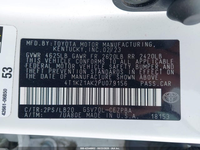 4T1KZ1AK2PU079156 Toyota Camry Xse V6
