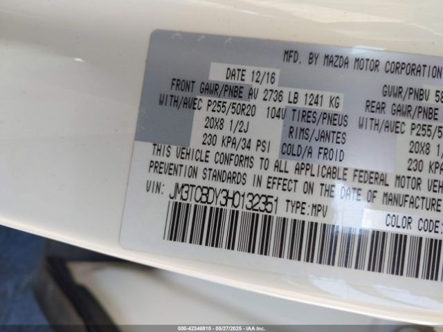 JM3TCBDY3H0132351 Mazda Cx-9 Grand Touring