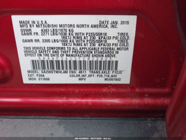 4A4AP3AU3FE022825 Mitsubishi dohc mivec