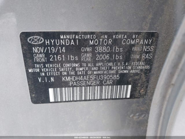 KMHDH4AE5FU390585 Hyundai dohc mpi nu