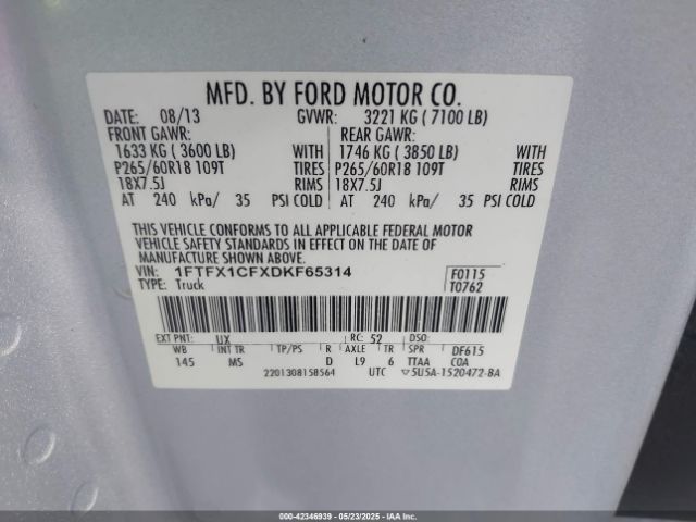 2013 FORD F-150 1FTFX1CFXDKF65314 Photo 8