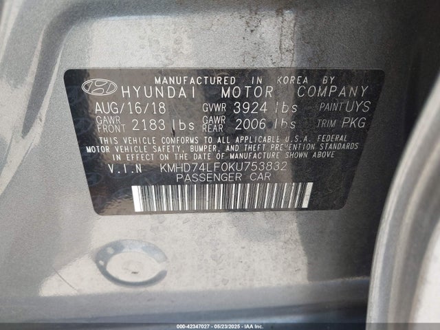 KMHD74LF0KU753832 Hyundai mpi nu